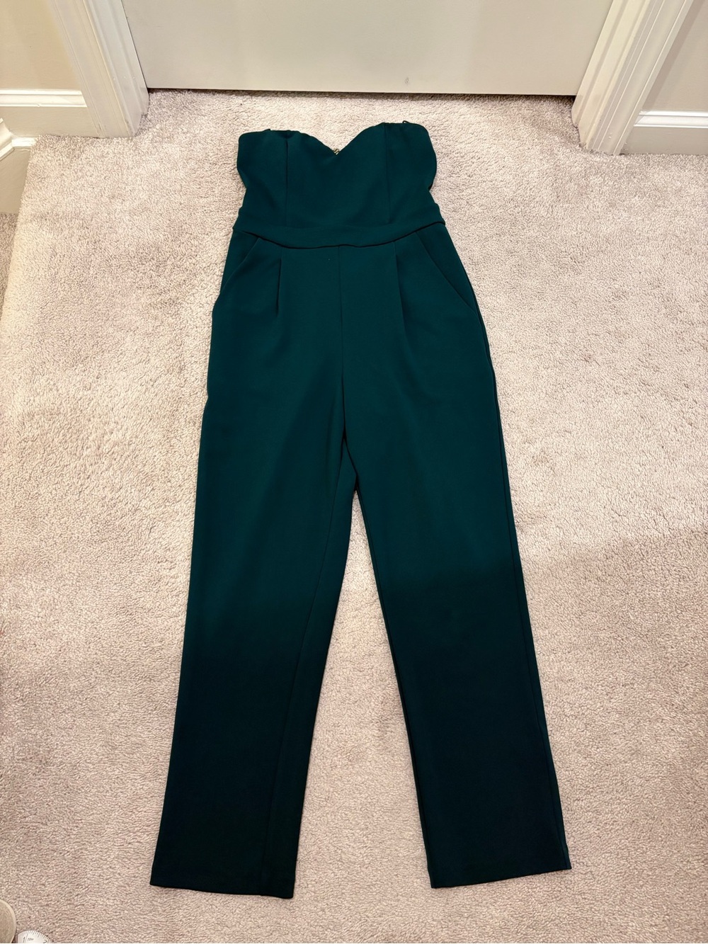 Size 4  Strapless Emerald Green Jumpsuit